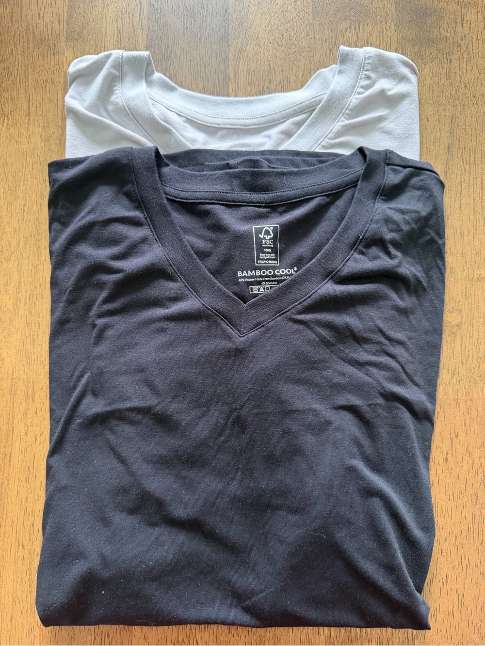 BAMBOO Black V-Neck Tee with White Layered Crew Bundle